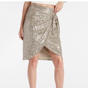 Express Sequin Wrap Skirt